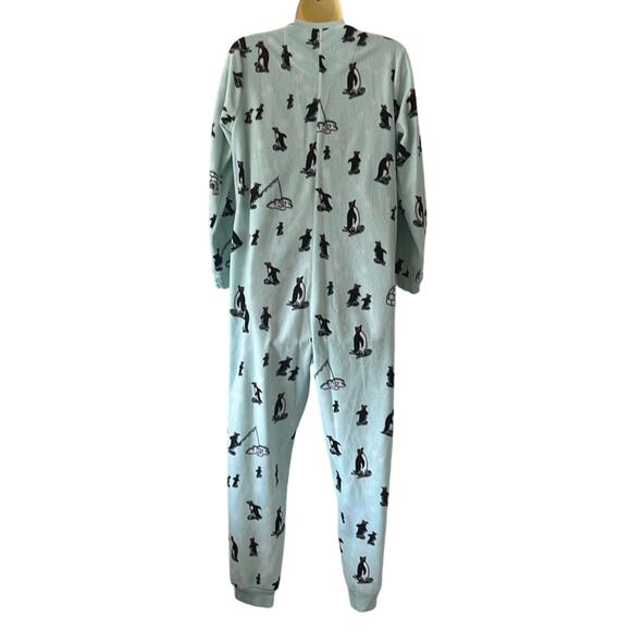 Nick & Nora Fleece Penguin Print Jumpsuit Sleeper Pajamas Size Small Fleece Zip - Picture 3 of 11